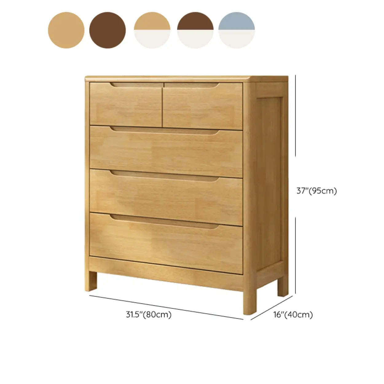 Walnut-White Wood Drawer Dresser