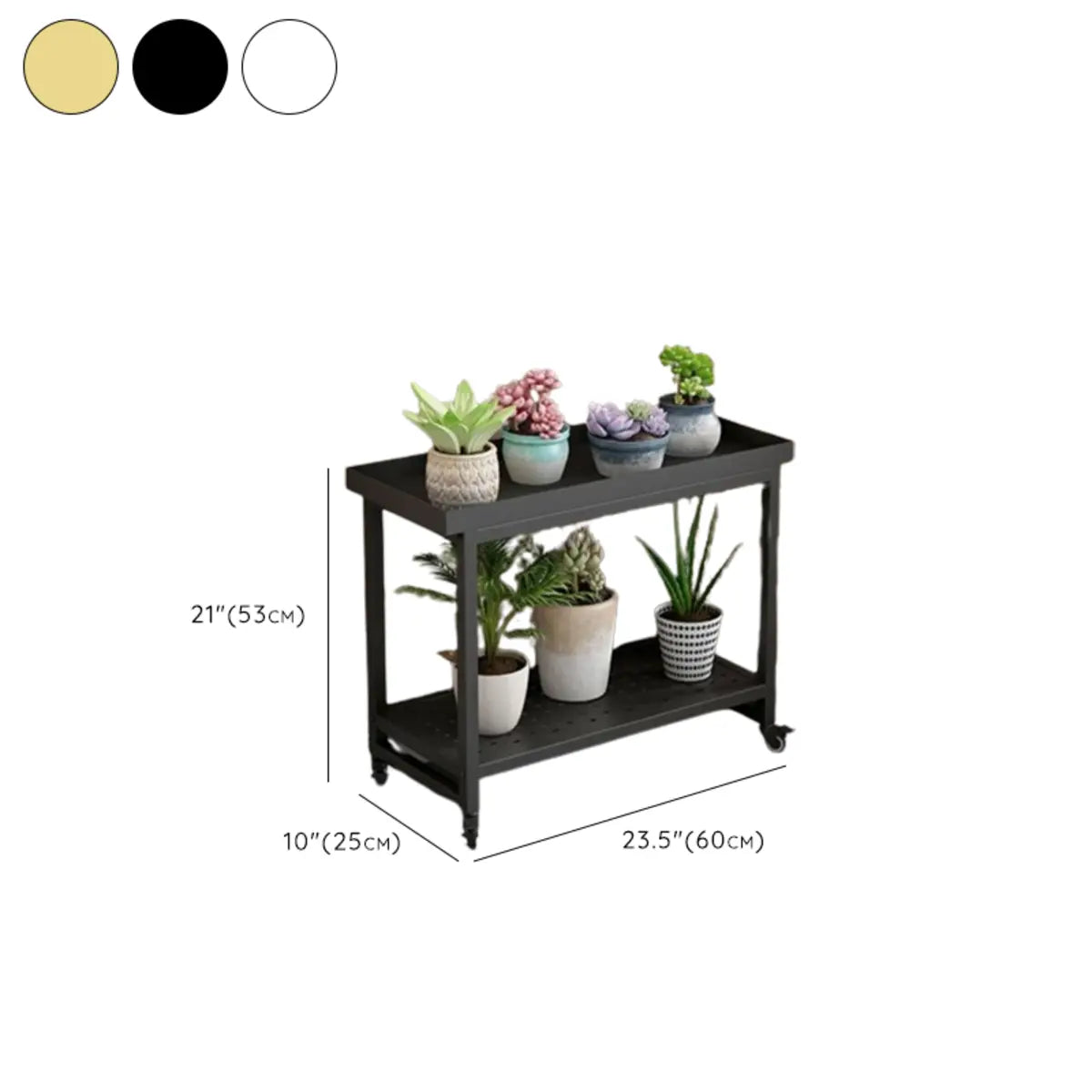 Simple White 2-Tier Rectangular Metal Sliding Plant Stand — 2 / White