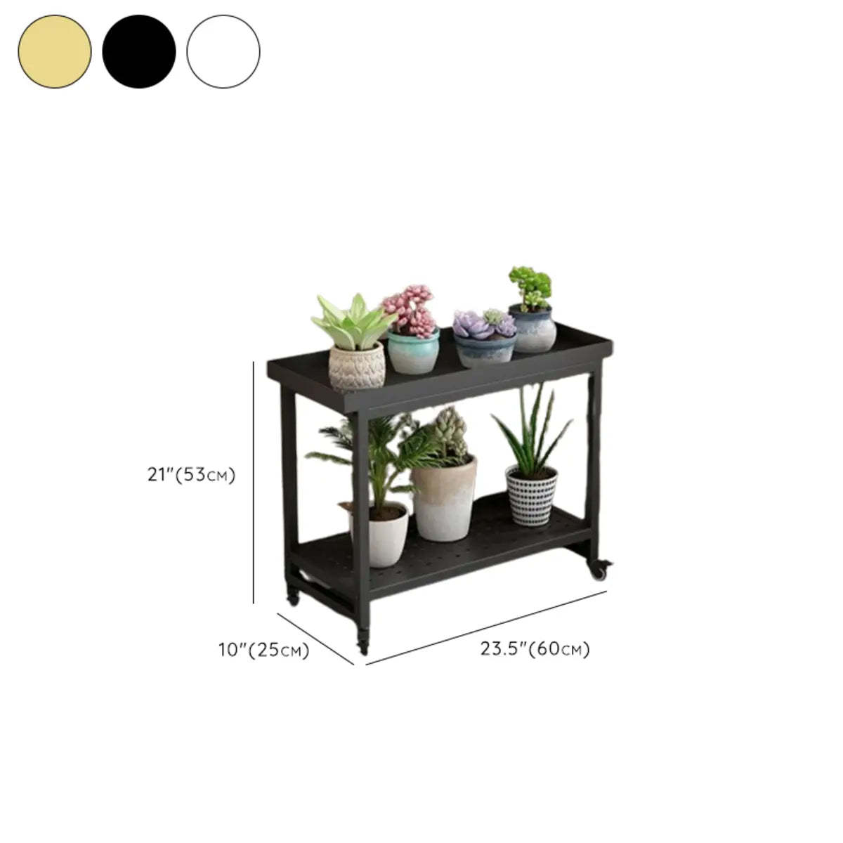 Simple White 2-Tier Rectangular Metal Sliding Plant Stand — 2 / White