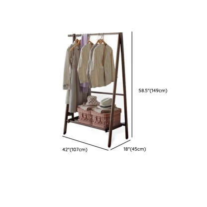 A-Frame Brown Wood Storage Coat Rack with Wheels