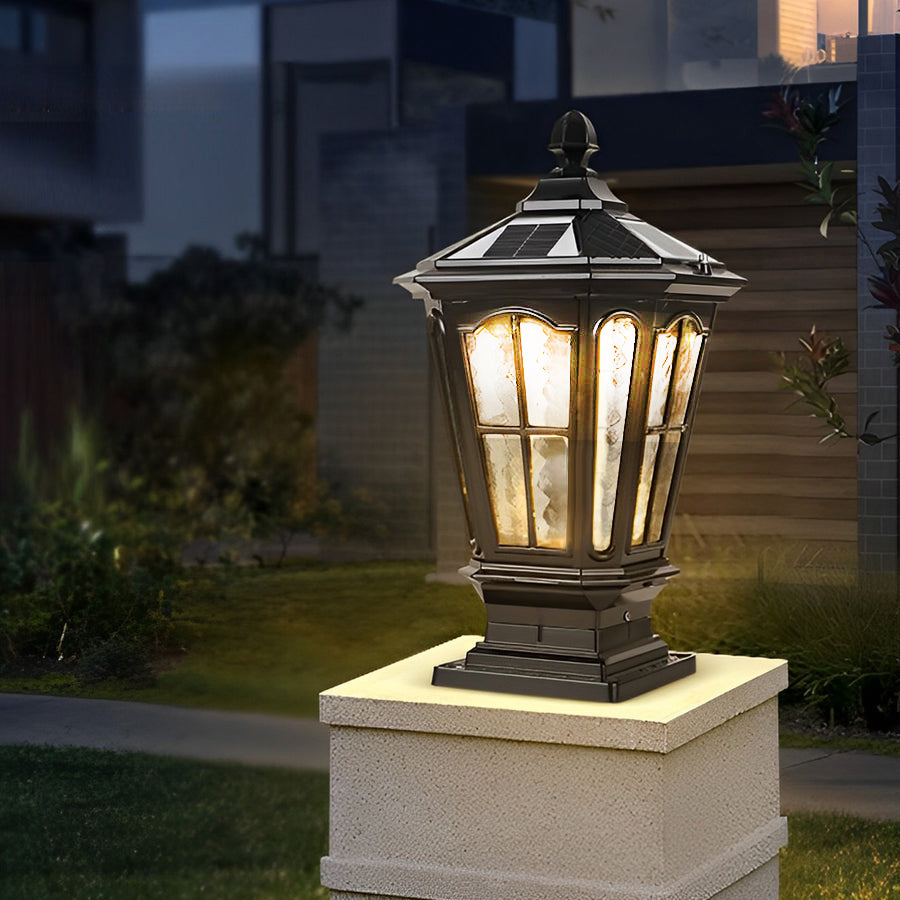 Retro Pavilion Solar Waterproof Fence Post Light