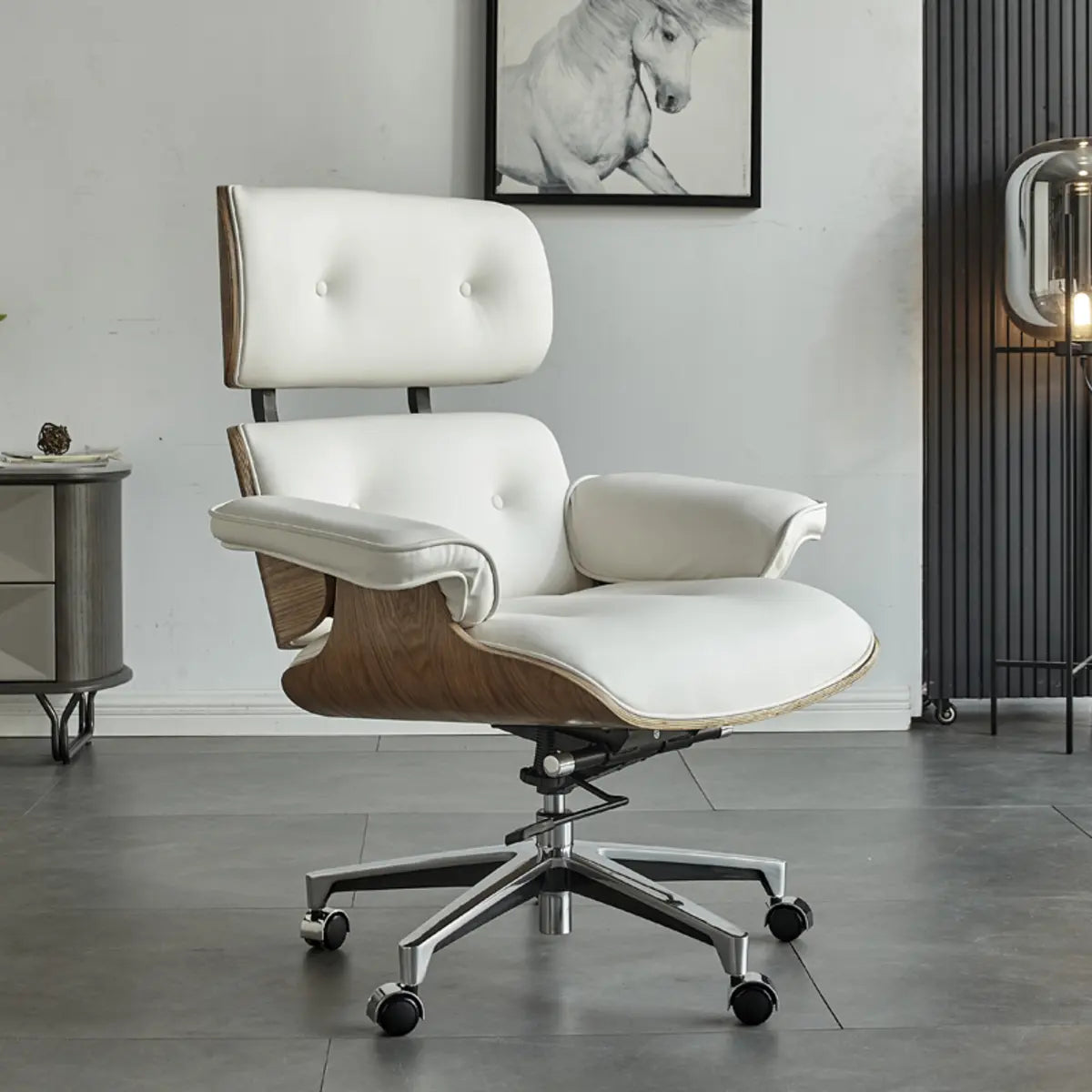Aluminum Frame Leather Office Chair with Headrest — Orange