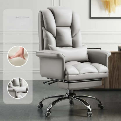 Adjustable Ergonomic Leather Office Chair — Brown / Without Footrest