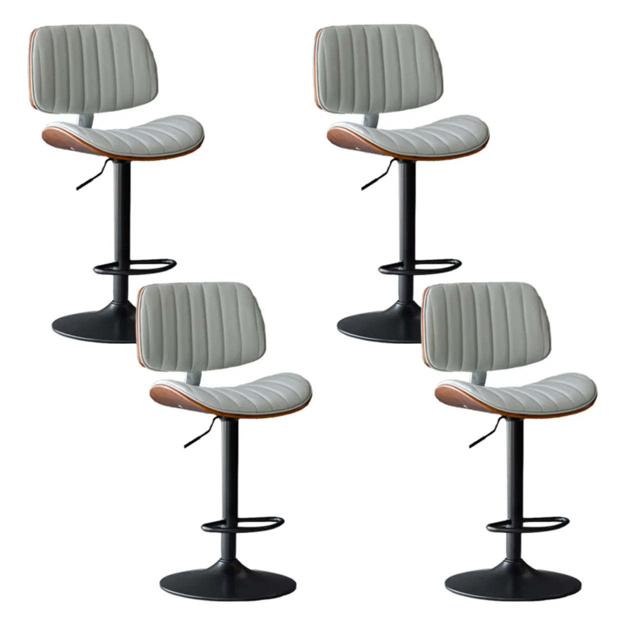 Adjustable Armless Leather Bucket Swivel Bar Stool