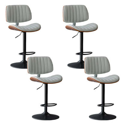 Adjustable Armless Leather Swivel Bar Stool — 2 Piece Set / Light Gray