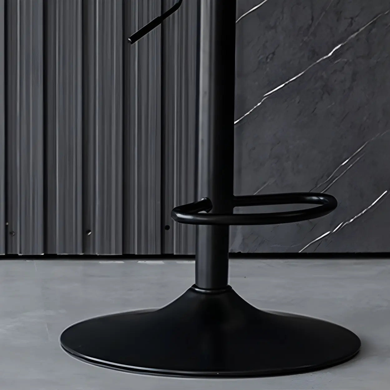 Adjustable Armless Leather Swivel Bar Stool — 4 Piece Set / Black