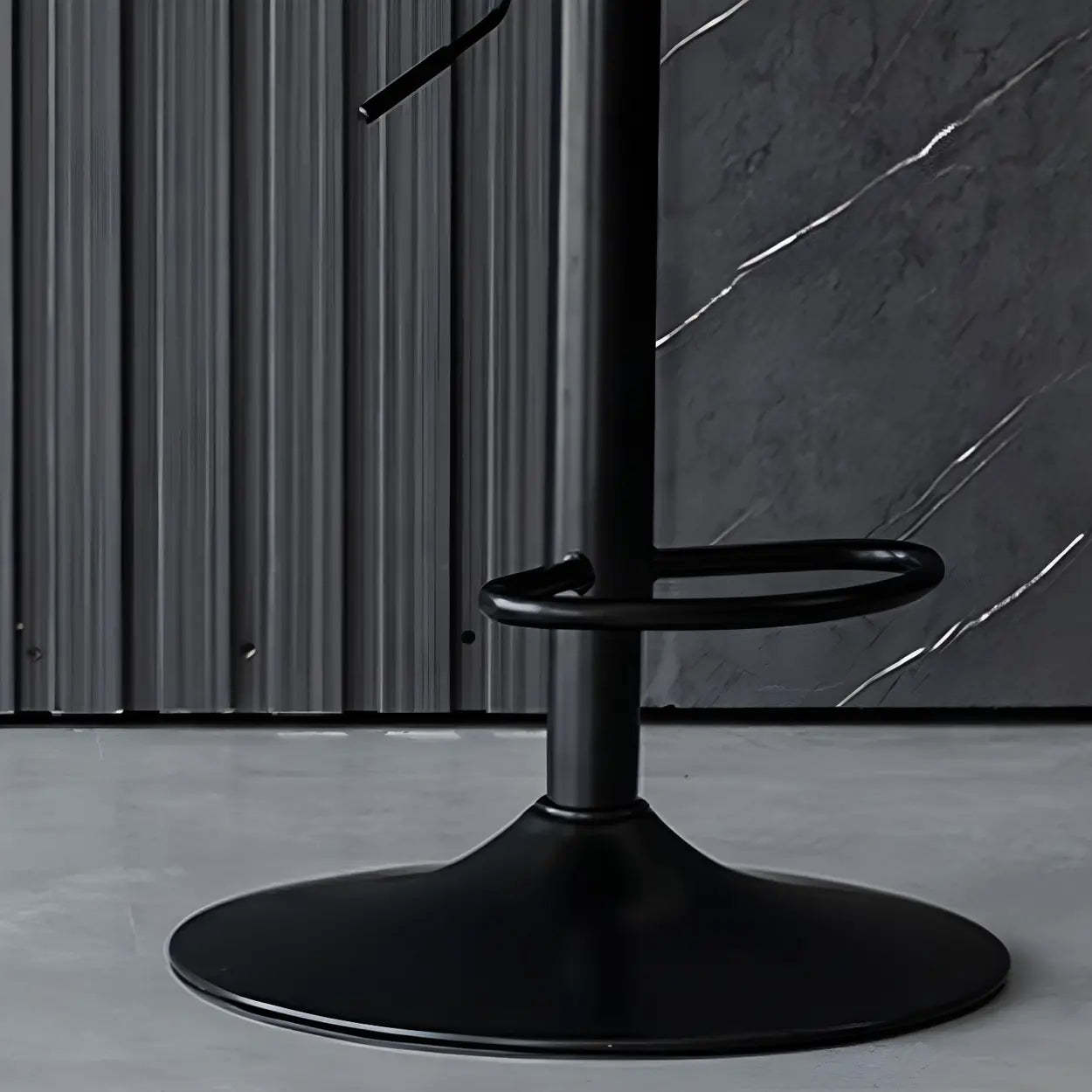 Adjustable Armless Leather Swivel Bar Stool — 4 Piece Set / Black