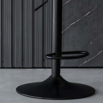 Adjustable Armless Leather Swivel Bar Stool — 4 Piece Set / Black