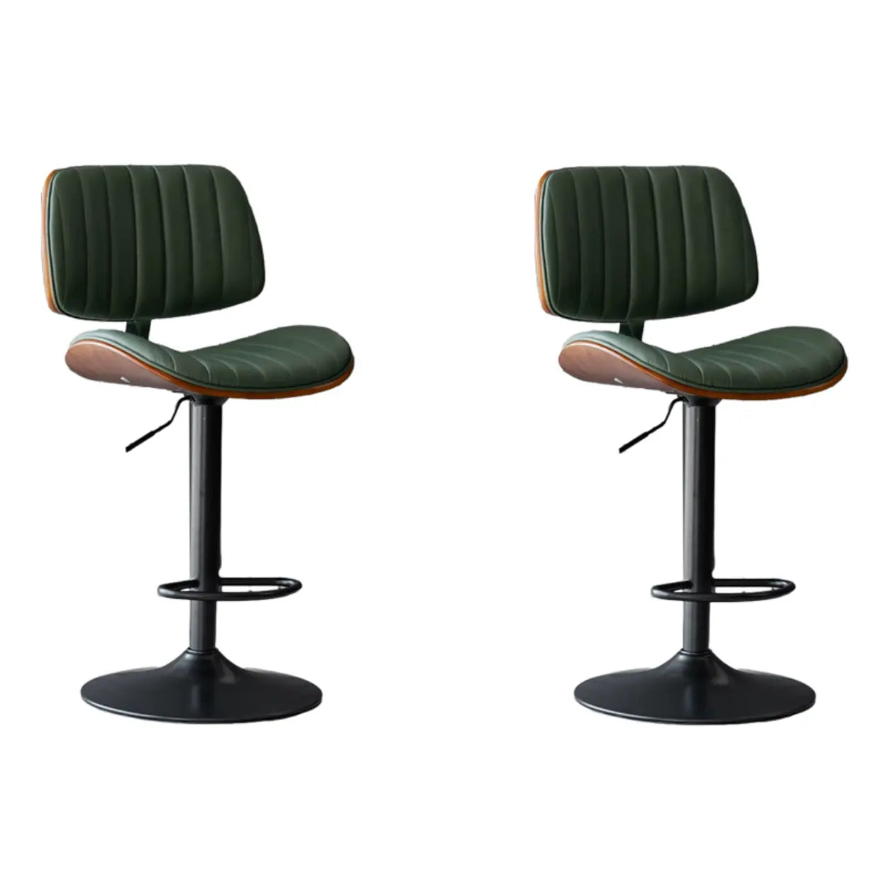 Adjustable Armless Leather Swivel Bar Stool — 4 Piece Set / Light Gray