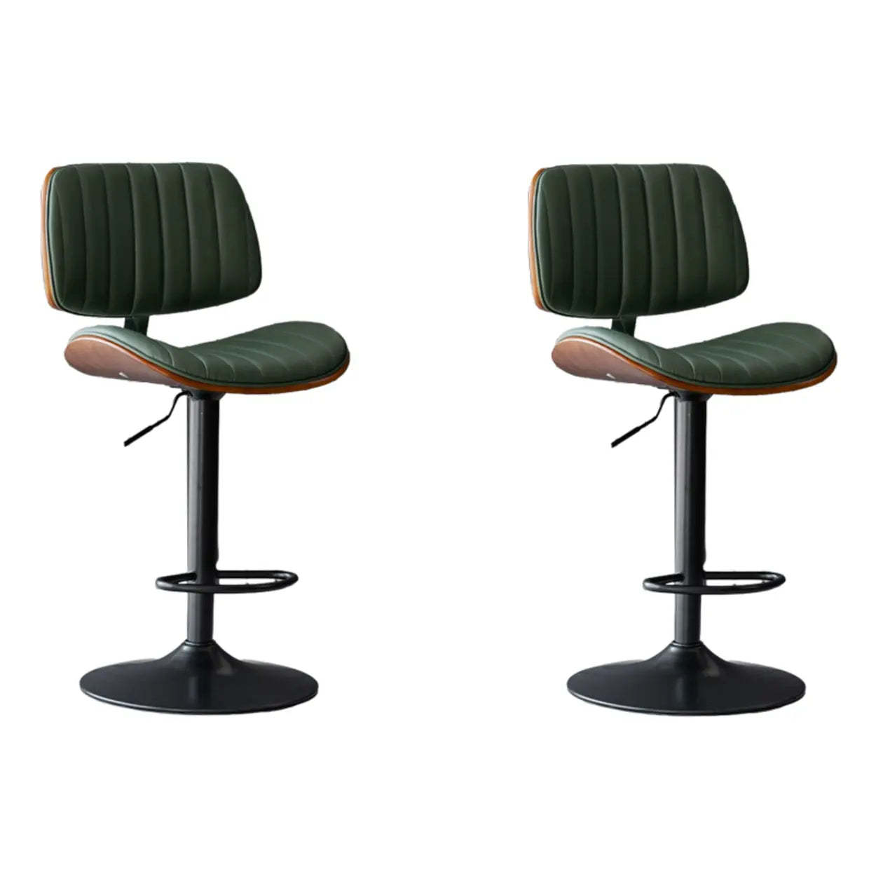 Adjustable Armless Leather Swivel Bar Stool — 4 Piece Set / Light Gray