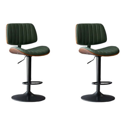 Adjustable Armless Leather Swivel Bar Stool — 4 Piece Set / Light Gray