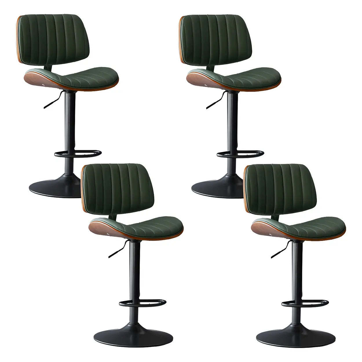 Adjustable Armless Leather Swivel Bar Stool