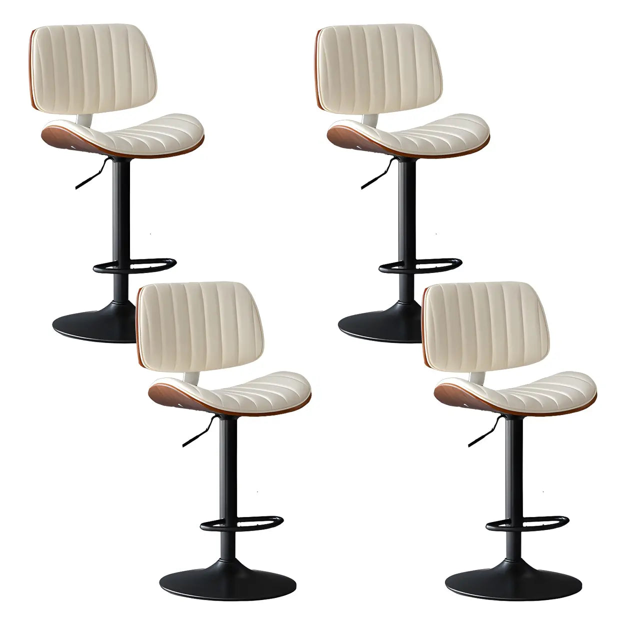Adjustable Armless Leather Swivel Bar Stool