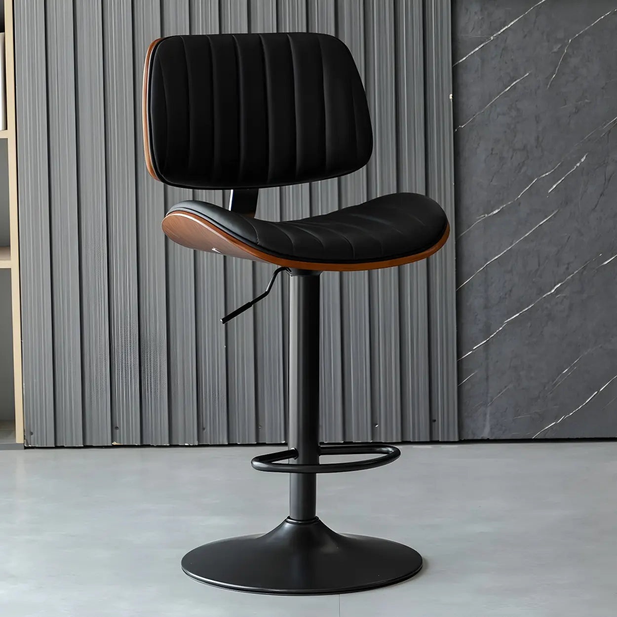 Adjustable Armless Leather Swivel Bar Stool
