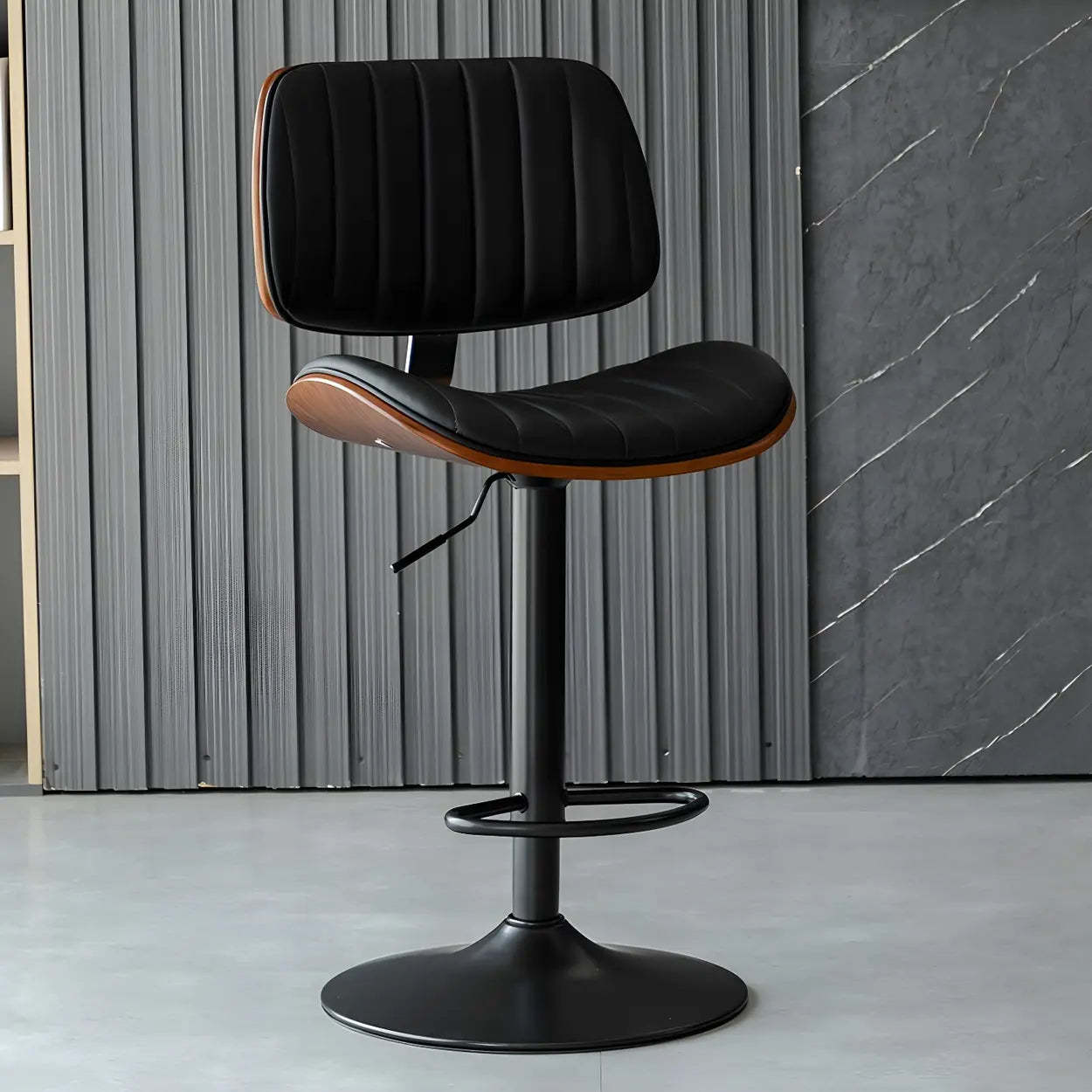 Adjustable Armless Leather Swivel Bar Stool