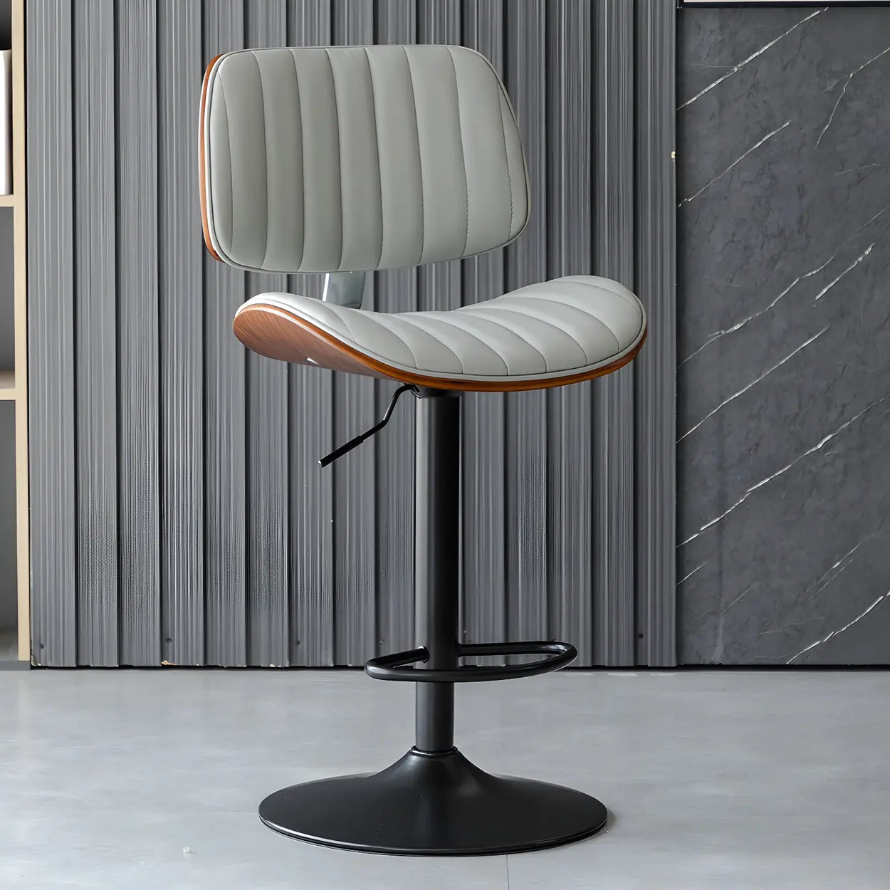 Adjustable Armless Leather Swivel Bar Stool