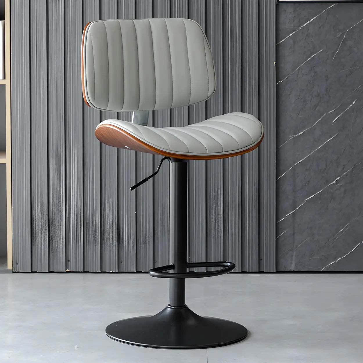 Adjustable Armless Leather Swivel Bar Stool