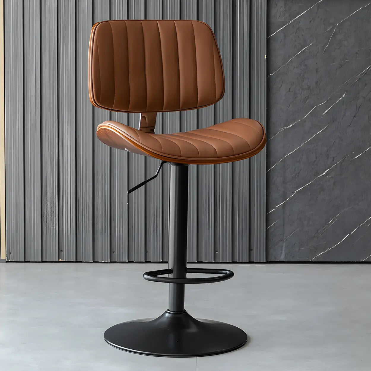 Adjustable Armless Leather Swivel Bar Stool