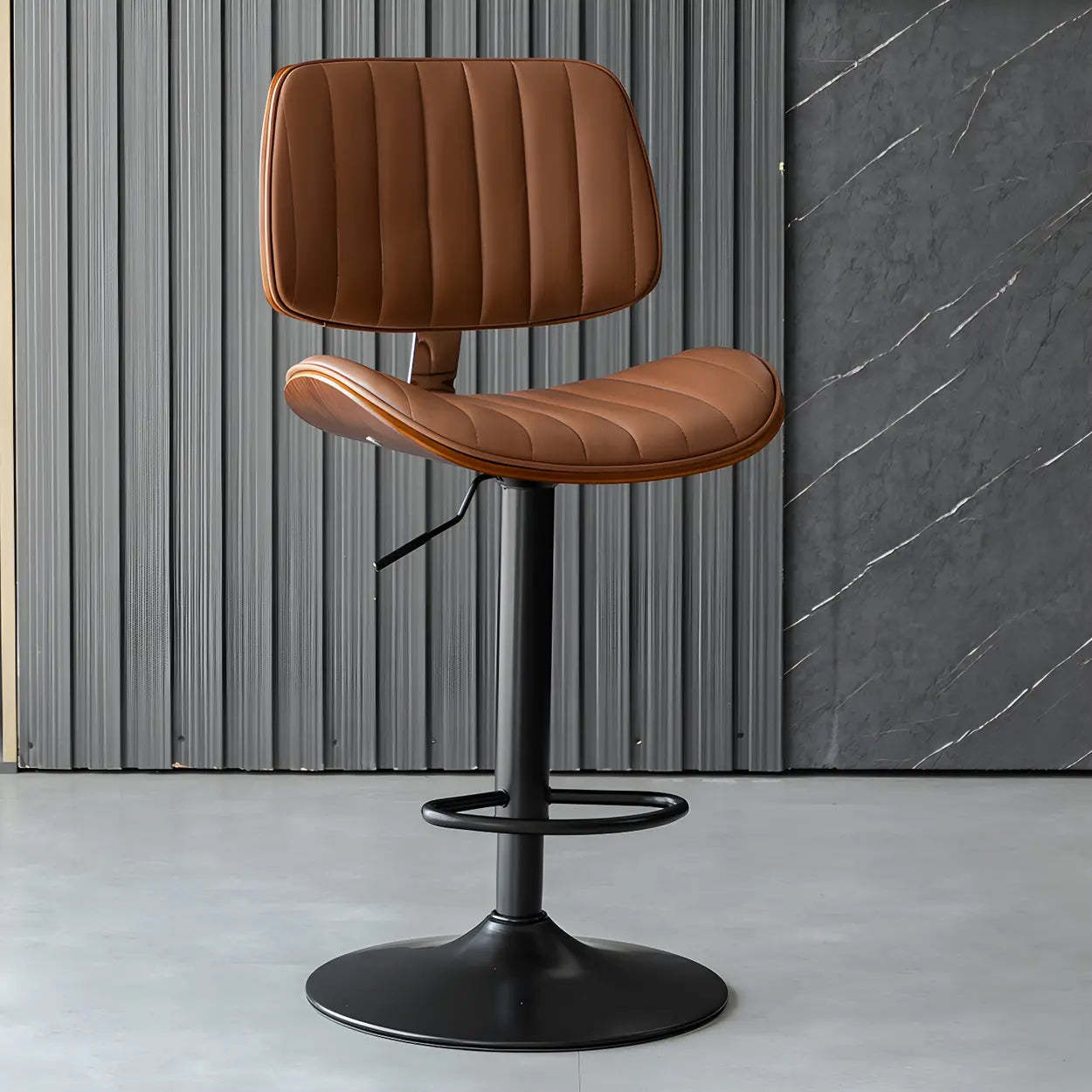 Adjustable Armless Leather Swivel Bar Stool