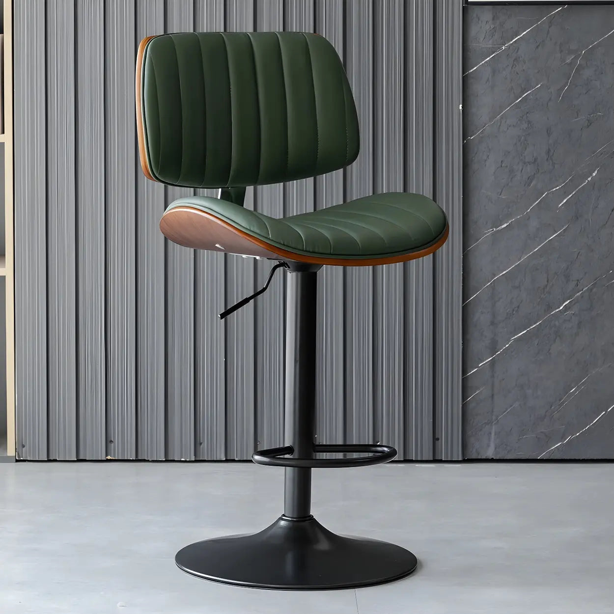 Adjustable Armless Leather Swivel Bar Stool