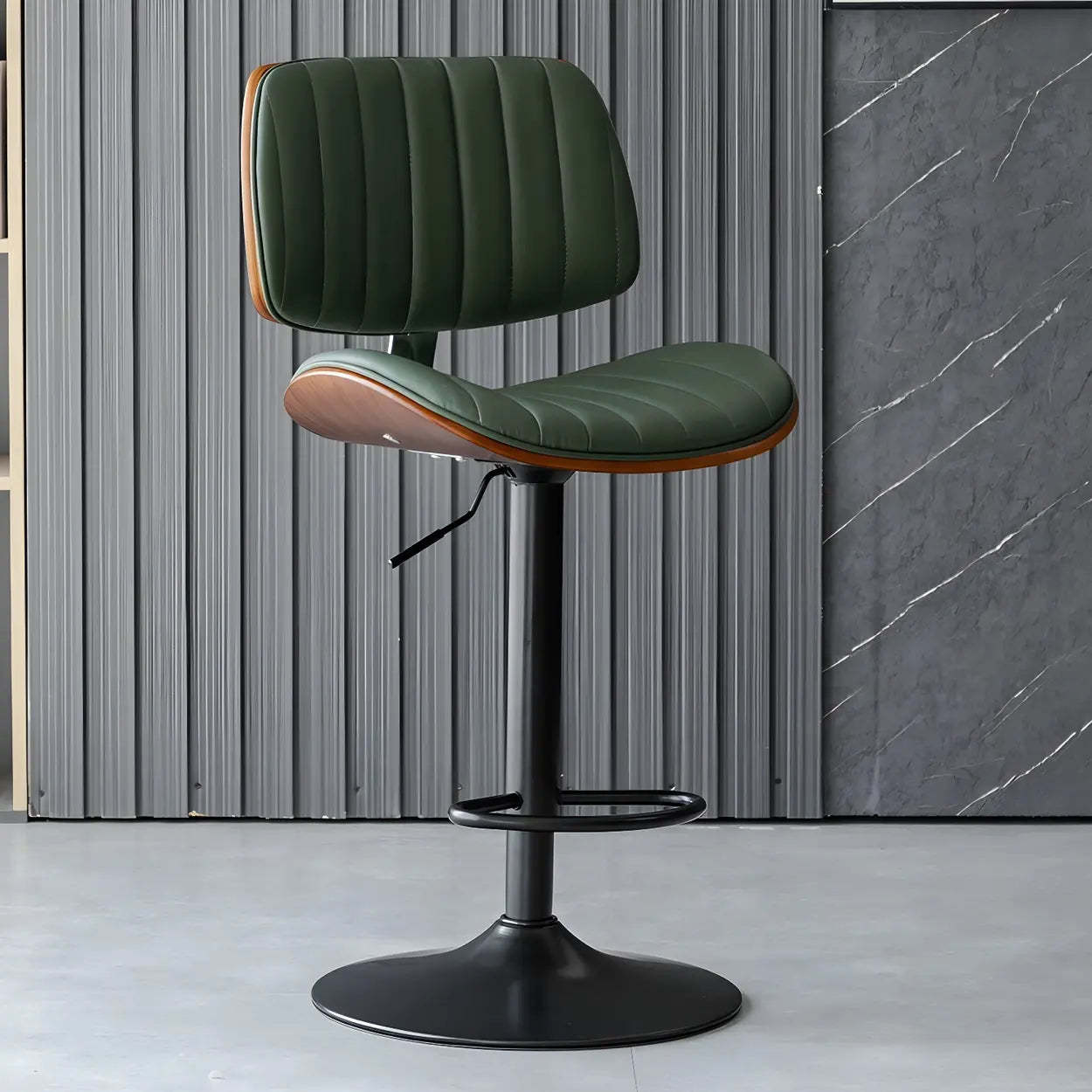 Adjustable Armless Leather Swivel Bar Stool