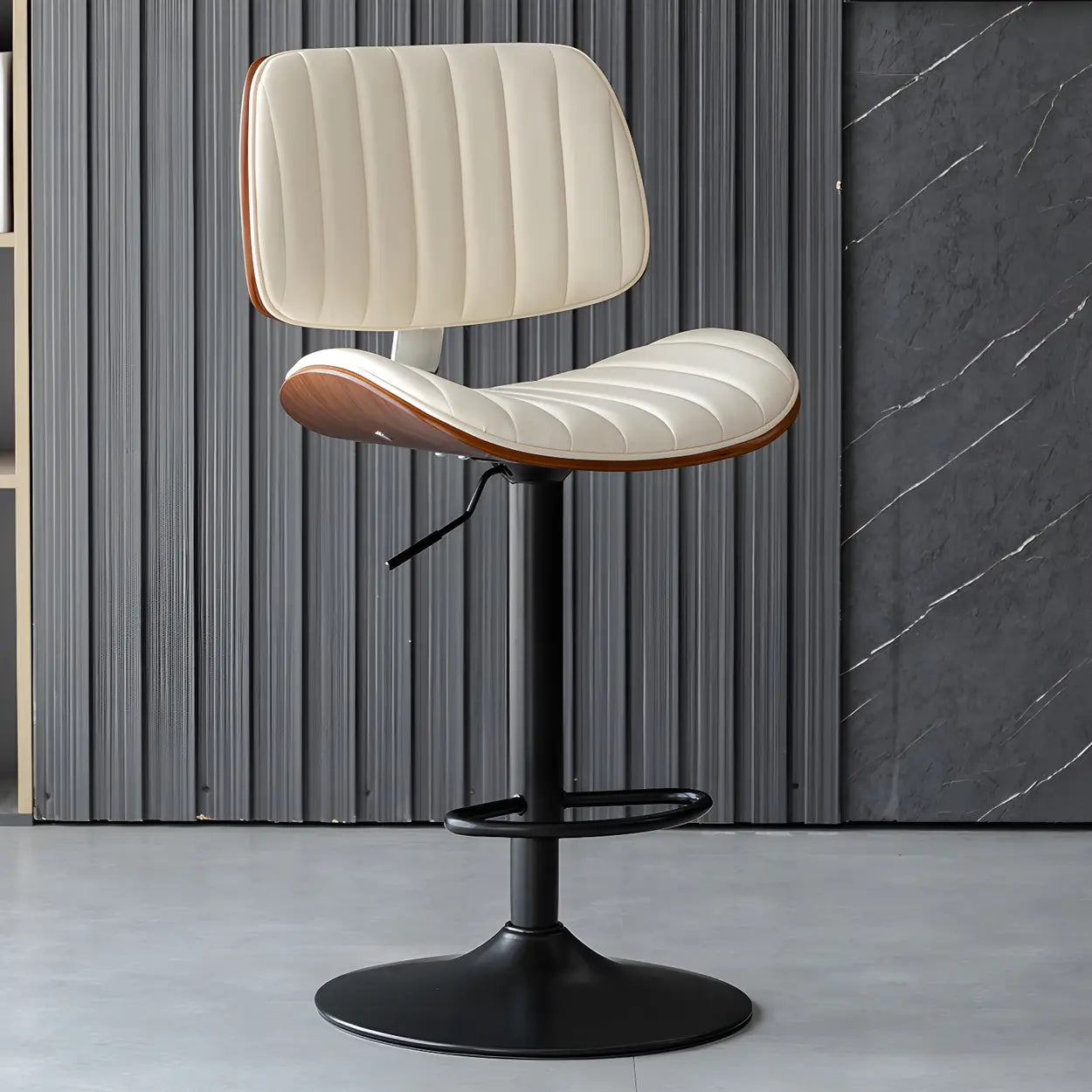 Adjustable Armless Leather Swivel Bar Stool