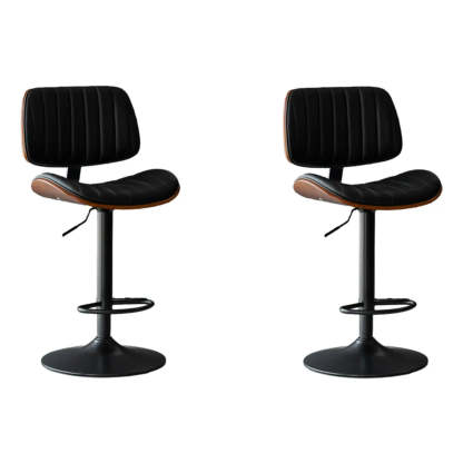 Adjustable Armless Leather Swivel Bar Stool — 1 Piece / Beige