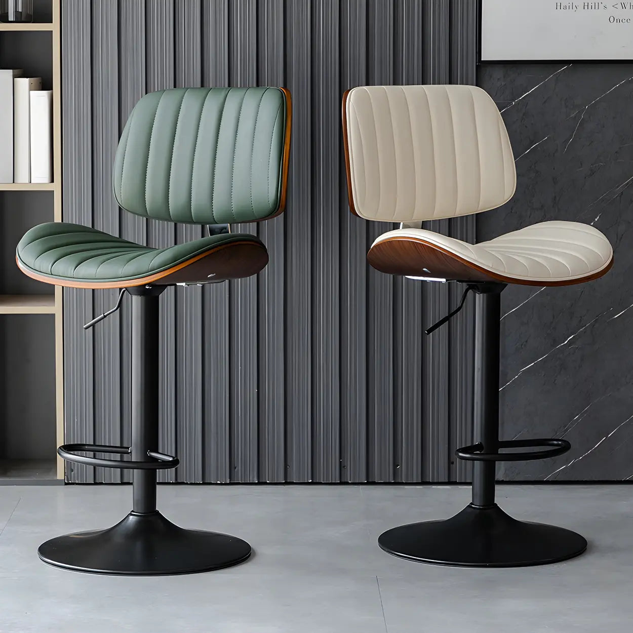 Adjustable Armless Leather Swivel Bar Stool — 1 Piece / Brown
