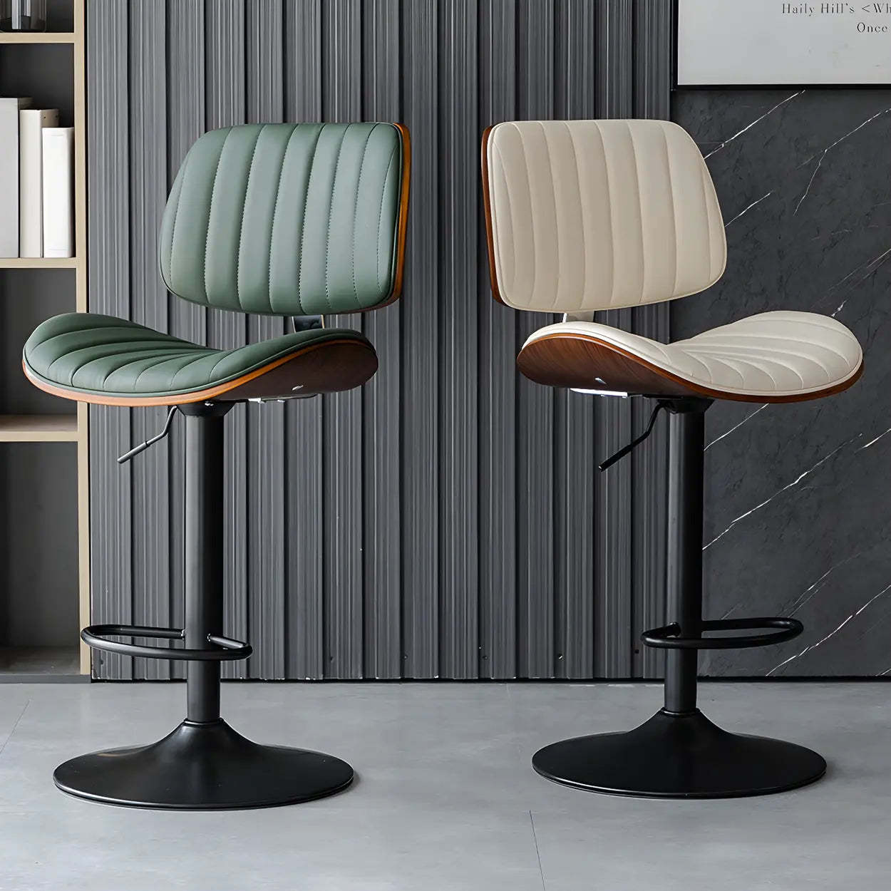Adjustable Armless Leather Swivel Bar Stool — 1 Piece / Brown