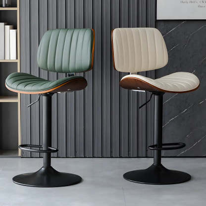 Adjustable Armless Leather Swivel Bar Stool — 1 Piece / Brown