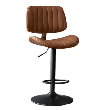 Adjustable Armless Leather Swivel Bar Stool — 2 Piece Set / Beige
