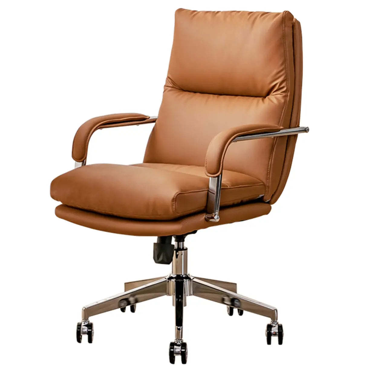 Ergonomic Leather Swivel Office Chair with Adjustable Arms
