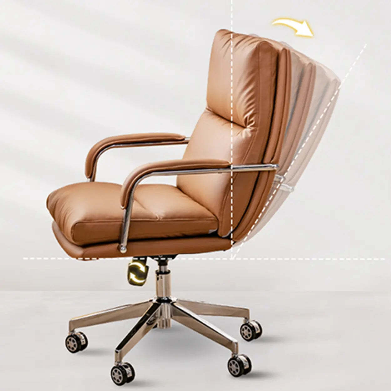 Ergonomic Leather Swivel Office Chair with Adjustable Arms