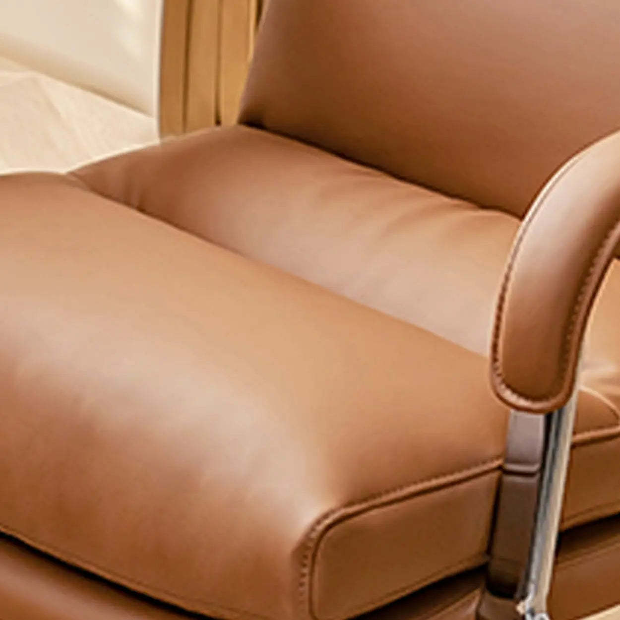 Ergonomic Leather Swivel Office Chair with Adjustable Arms