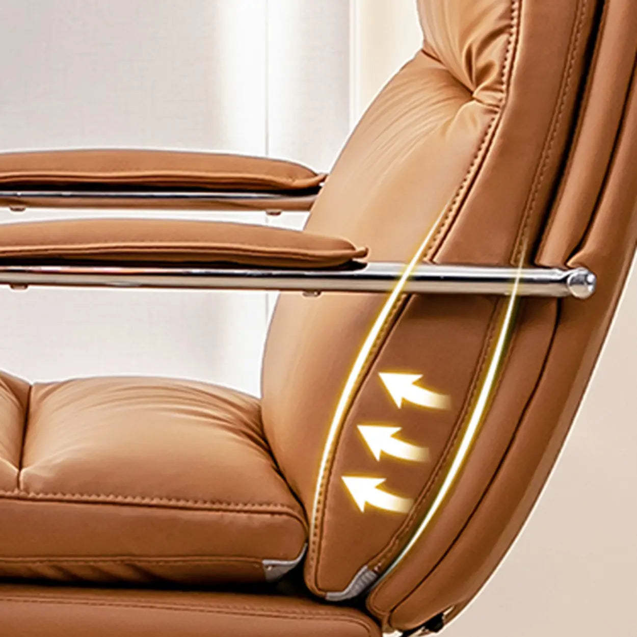 Ergonomic Leather Swivel Office Chair with Adjustable Arms