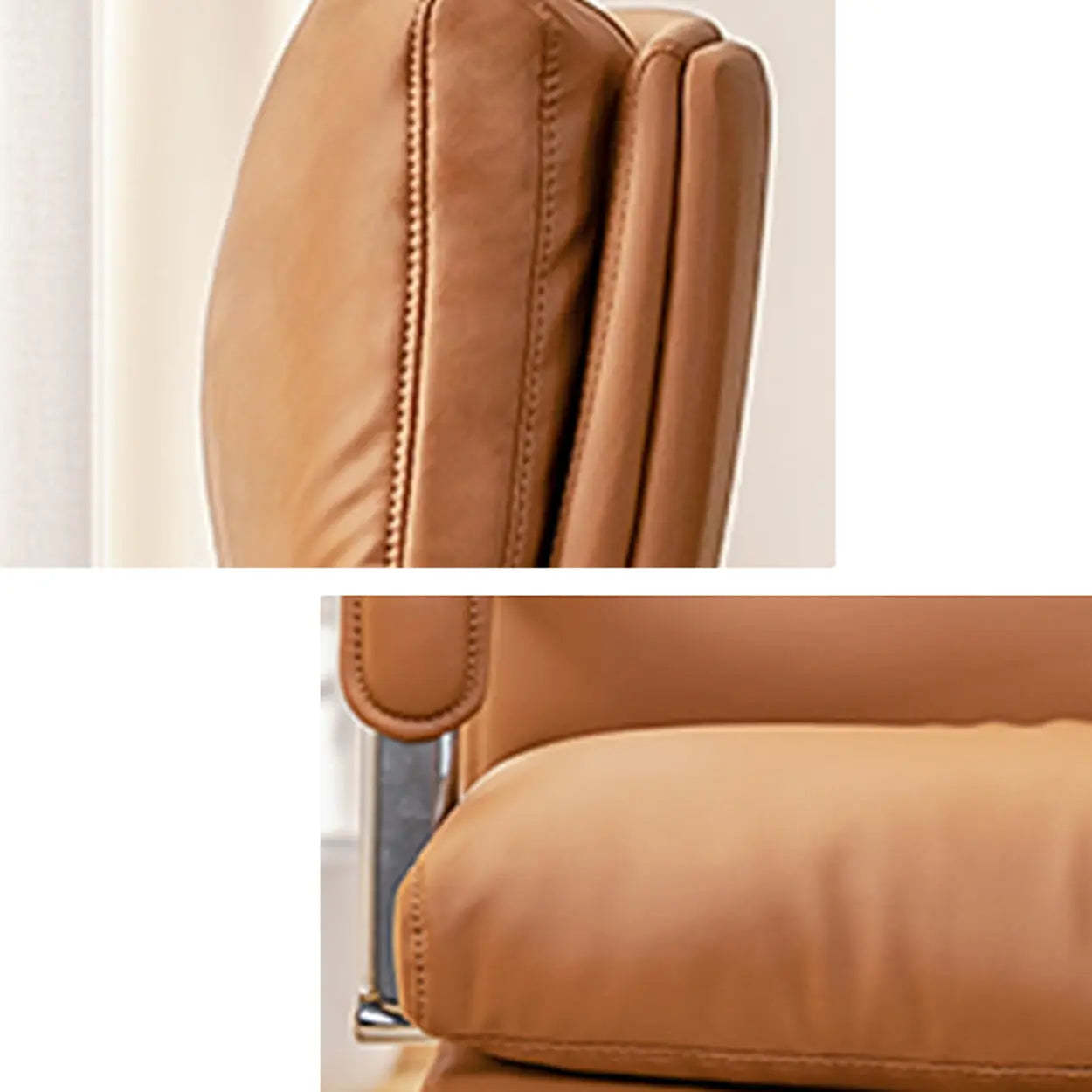 Ergonomic Leather Swivel Office Chair with Adjustable Arms