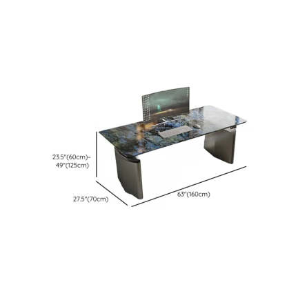 Adjustable Blue Stone Rectangular Sled Standing Desk