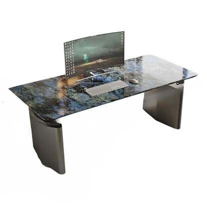 Adjustable Blue Stone Rectangular Sled Standing Desk
