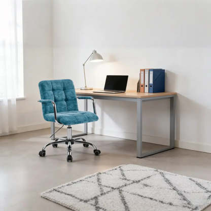 Blue Upholstered Swivel Ergonomic Office Chair