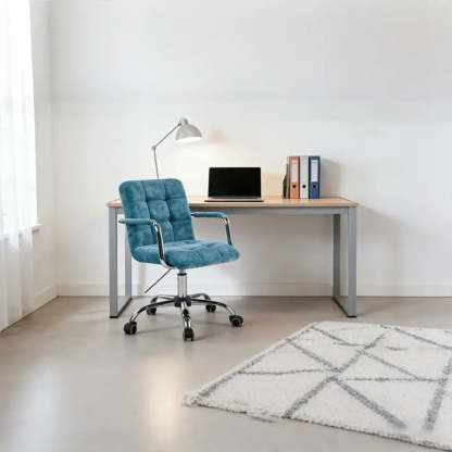 Blue Upholstered Swivel Ergonomic Office Chair