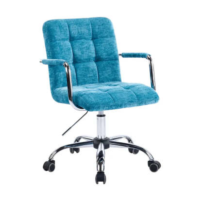 Blue Upholstered Swivel Ergonomic Office Chair