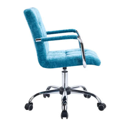 Blue Upholstered Swivel Ergonomic Office Chair