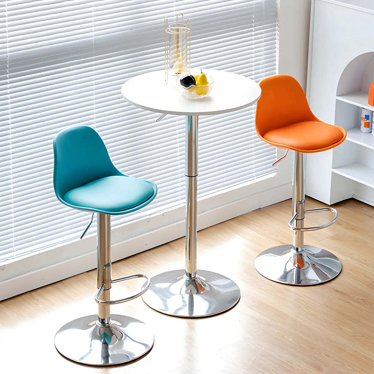 Adjustable Leather Bucket Swivel Bar Stool