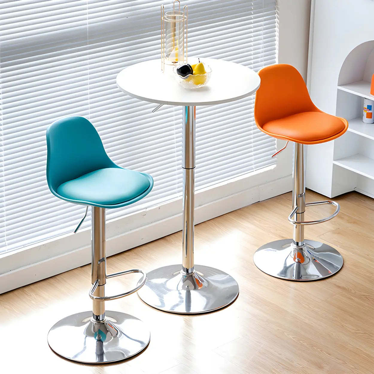 Adjustable Leather Bucket Swivel Bar Stool