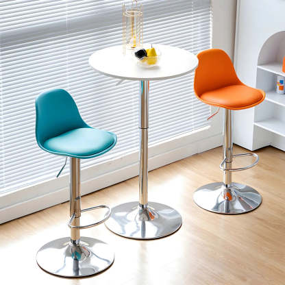 Adjustable Leather Bucket Swivel Bar Stool
