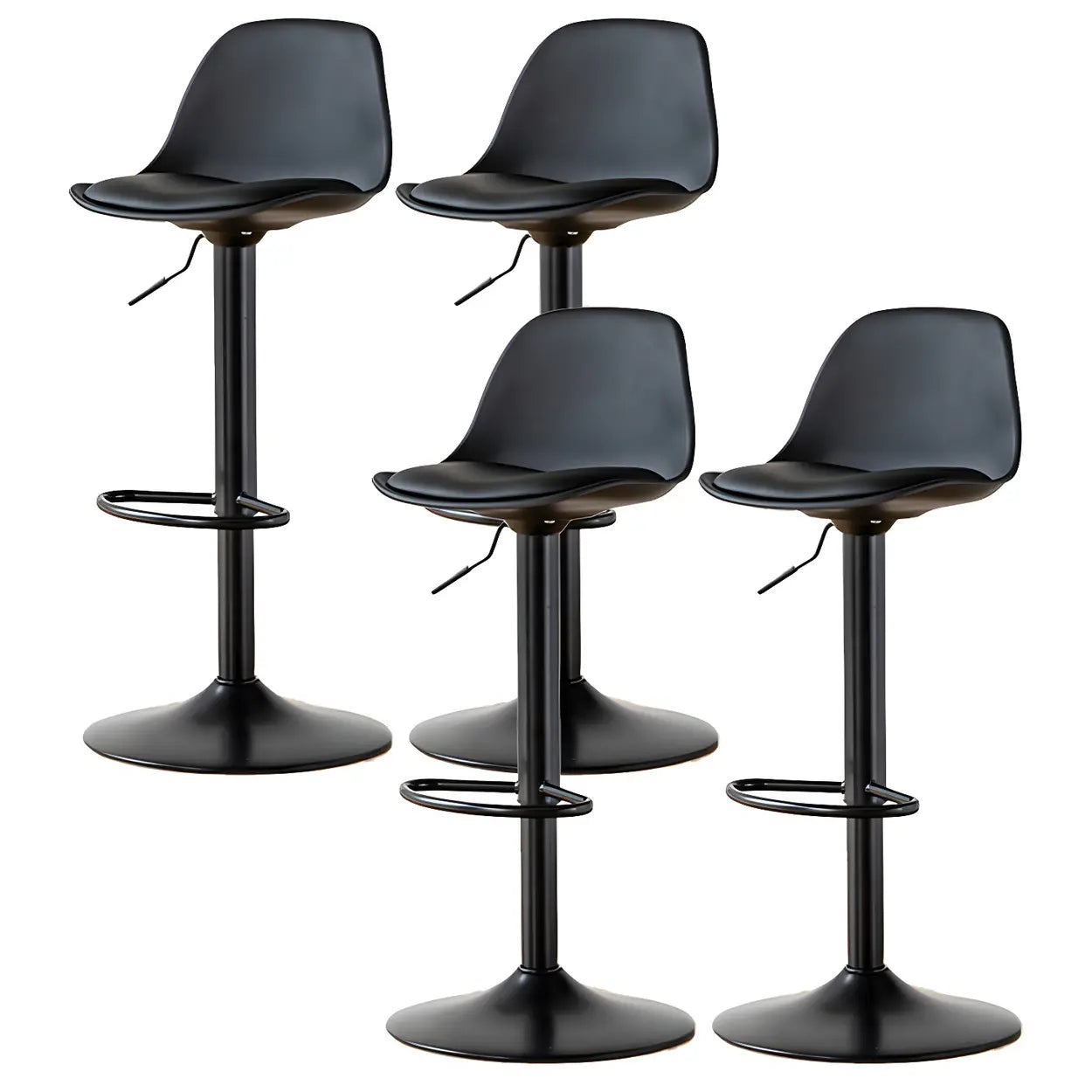 Adjustable Leather Bucket Swivel Bar Stool