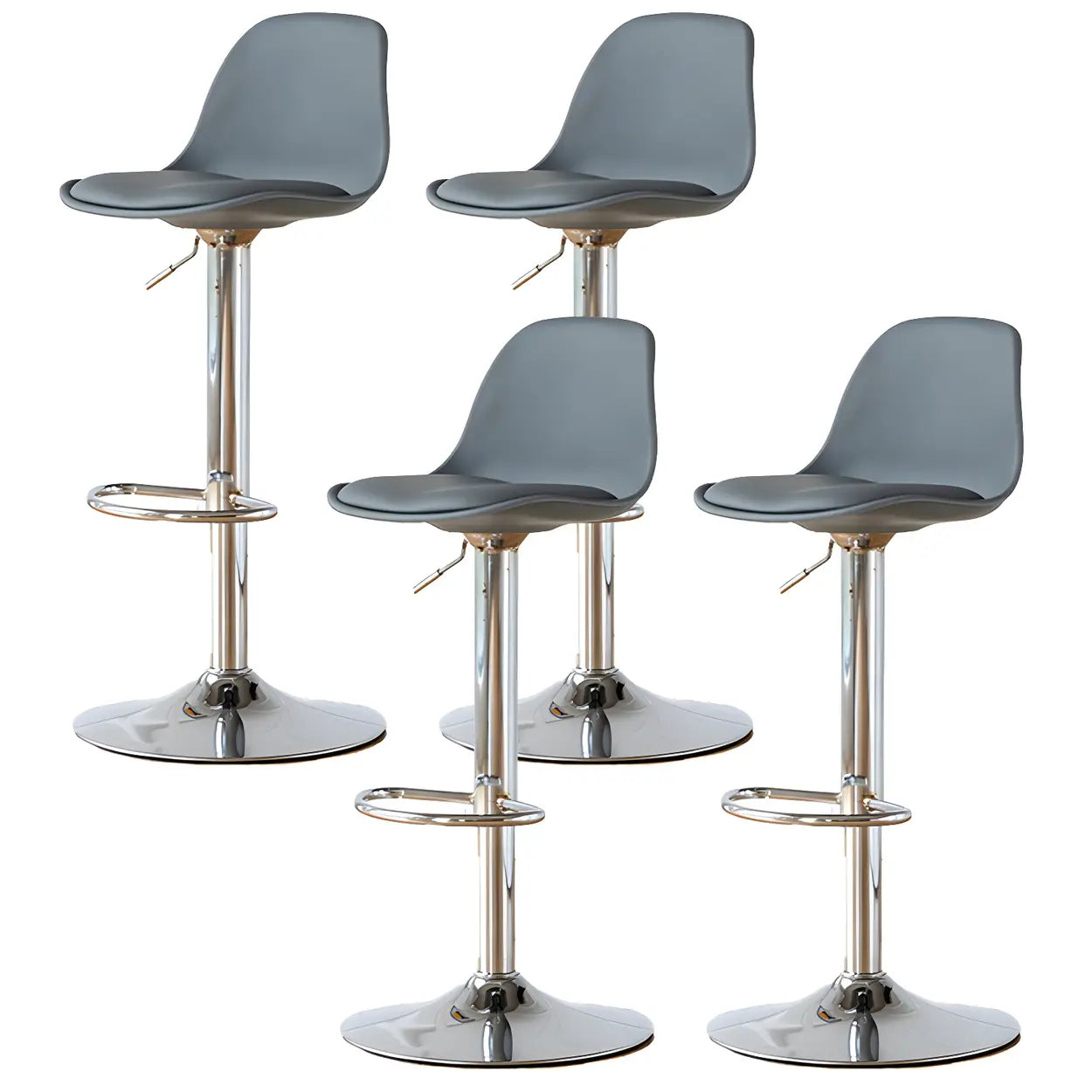 Adjustable Leather Bucket Swivel Bar Stool