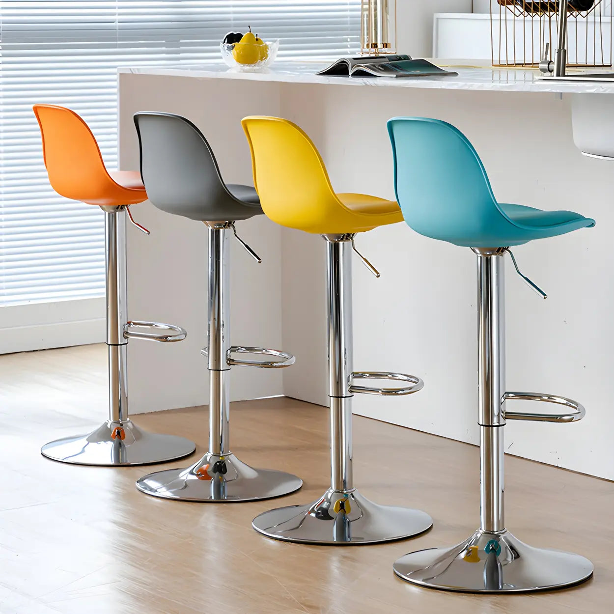 Adjustable Leather Bucket Swivel Bar Stool
