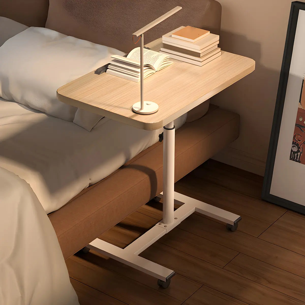 Adjustable Wood T-Shape Small Standing Desk with Casters