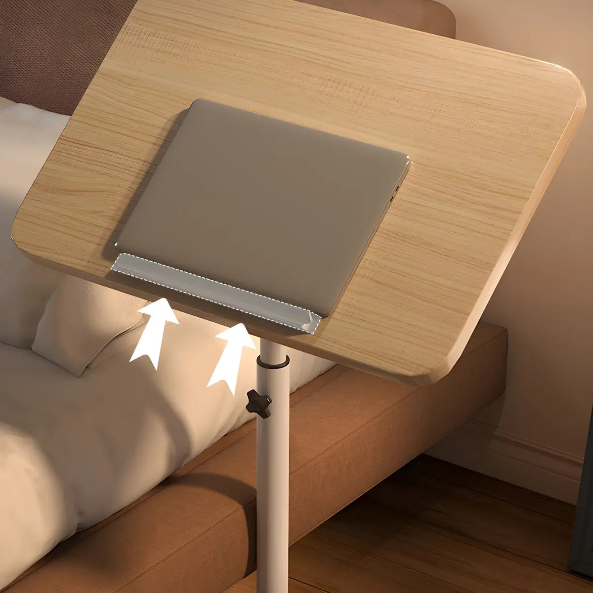 Adjustable Wood T-Shape Small Standing Desk with Casters